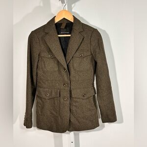 Banana Republic Wool Blend Utility Blazer Jacket – Olive Military Style – size 0
